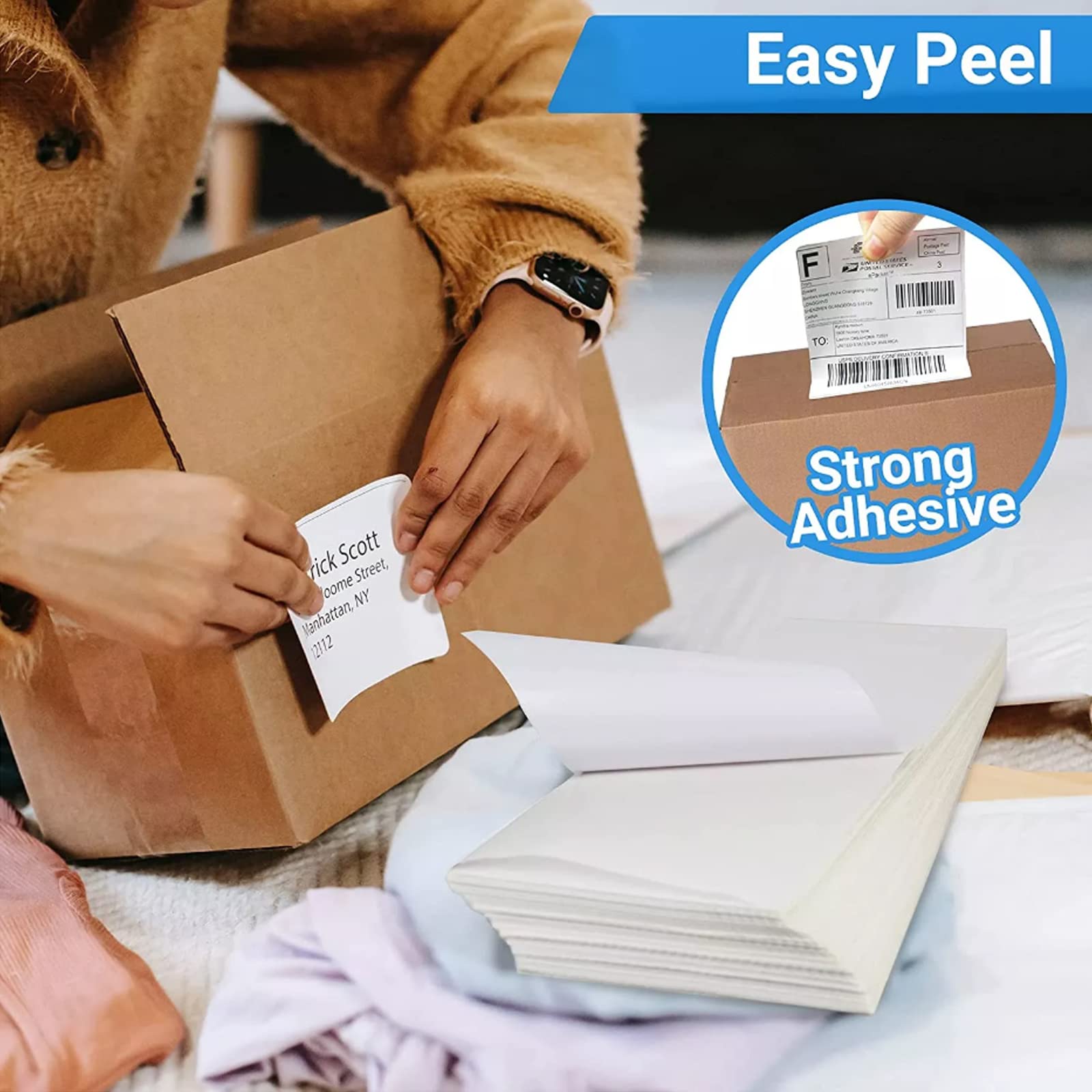 4x6 Direct Thermal Shipping Labels - 500 Fanfold Perforated Labels for Zebra, Rollo, MUNBYN & iDRPT Printers | MPRT Compatible Thermal Stickers for E-commerce, Logistics & Package Shipping