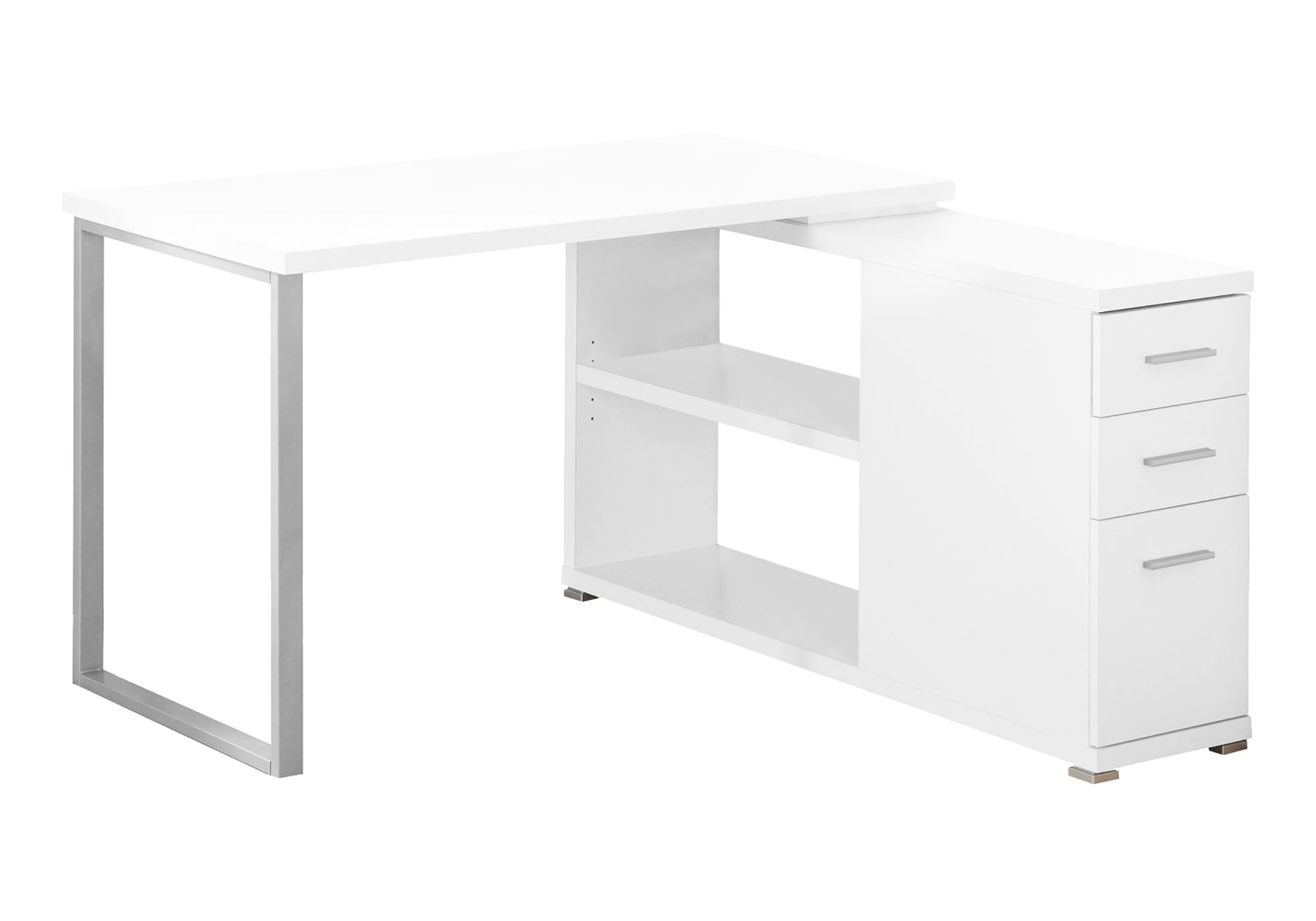Monarch Specialties Contemporary L-Shaped Corner Desk with Open Shelves & Drawers - 48