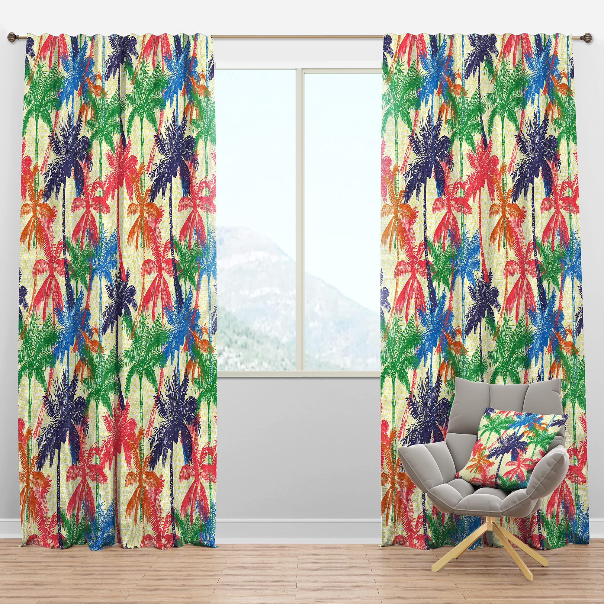 DesignQ Blackout Curtains - Thermal Insulated Palm Pattern A Drapes for Bedroom & Living Room (52x108, Single Panel) - Perfect for Light Blocking & Energy Saving