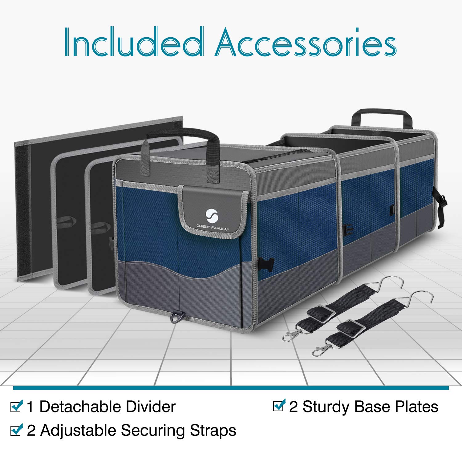 Collapsible Trunk Organizer with Cooler - Large Waterproof Car Storage Container with Non-Slip Bottom & Multi-Compartment Design for Sedan, SUV, Truck, Van (Blue) | Perfect for Groceries, Road Trips & Vehicle Organization