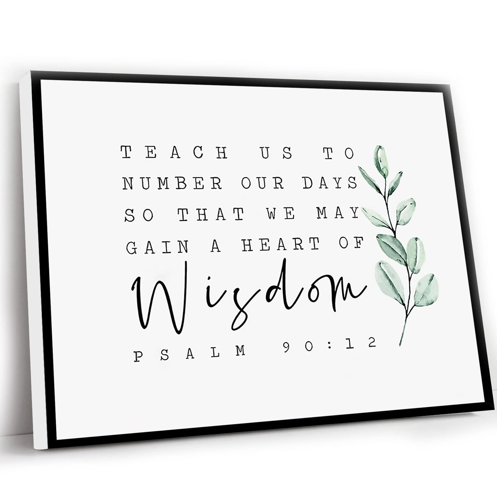 Windrain Boy Room Decor - Psalm 90:12 Bible Verse Wall Art, Framed Scripture Print for Nursery, Bedroom & Farmhouse Decor (12x16 Inch, White) - Perfect for Baptism Gifts, Christian Home Decor & Inspirational Wall Art