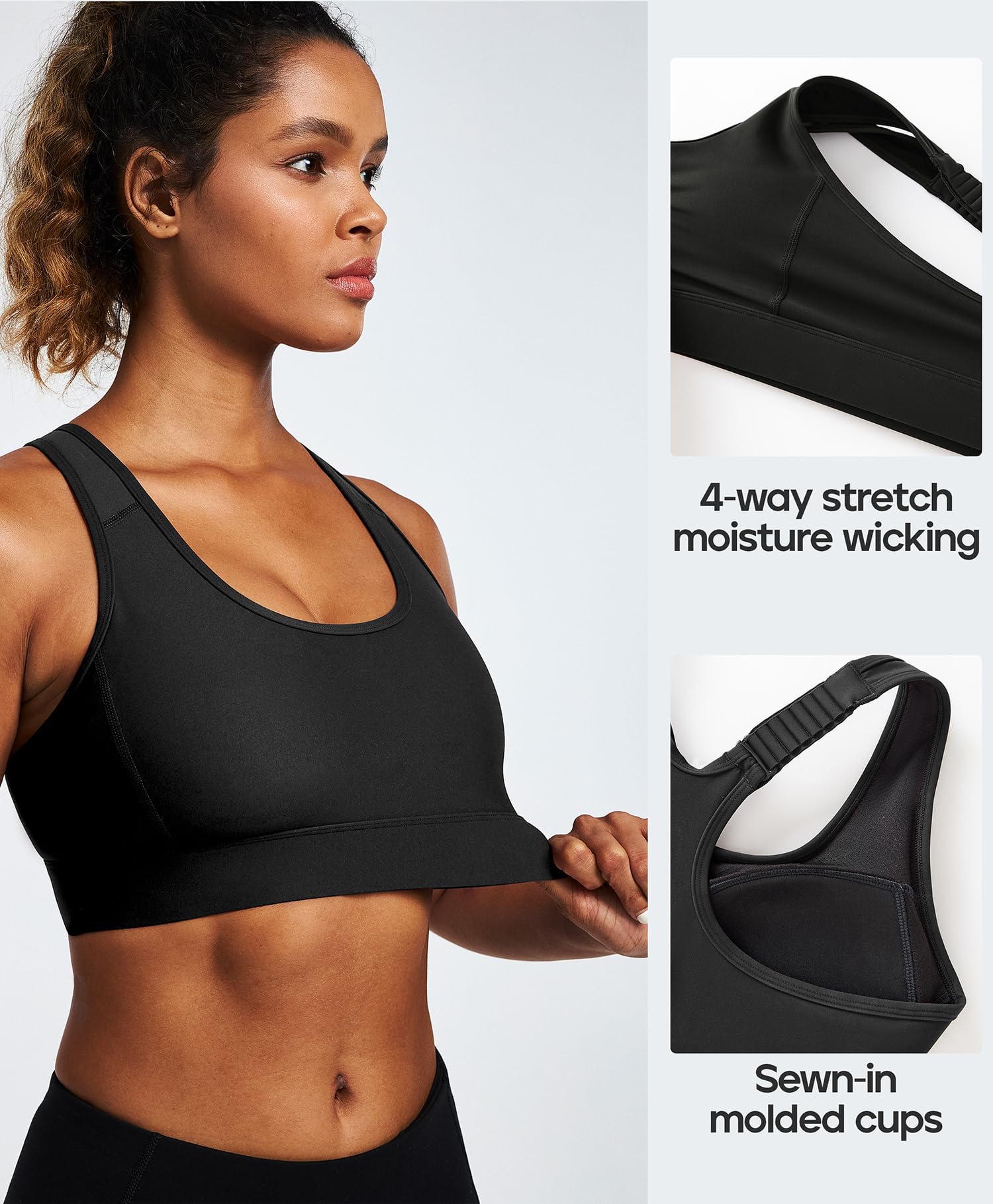 Heathyoga High Impact Sports Bras for Women - Adjustable Straps, Maximum Support, Racerback Design with Removable Padding - Perfect for Running, Gym Workouts & High-Intensity Training