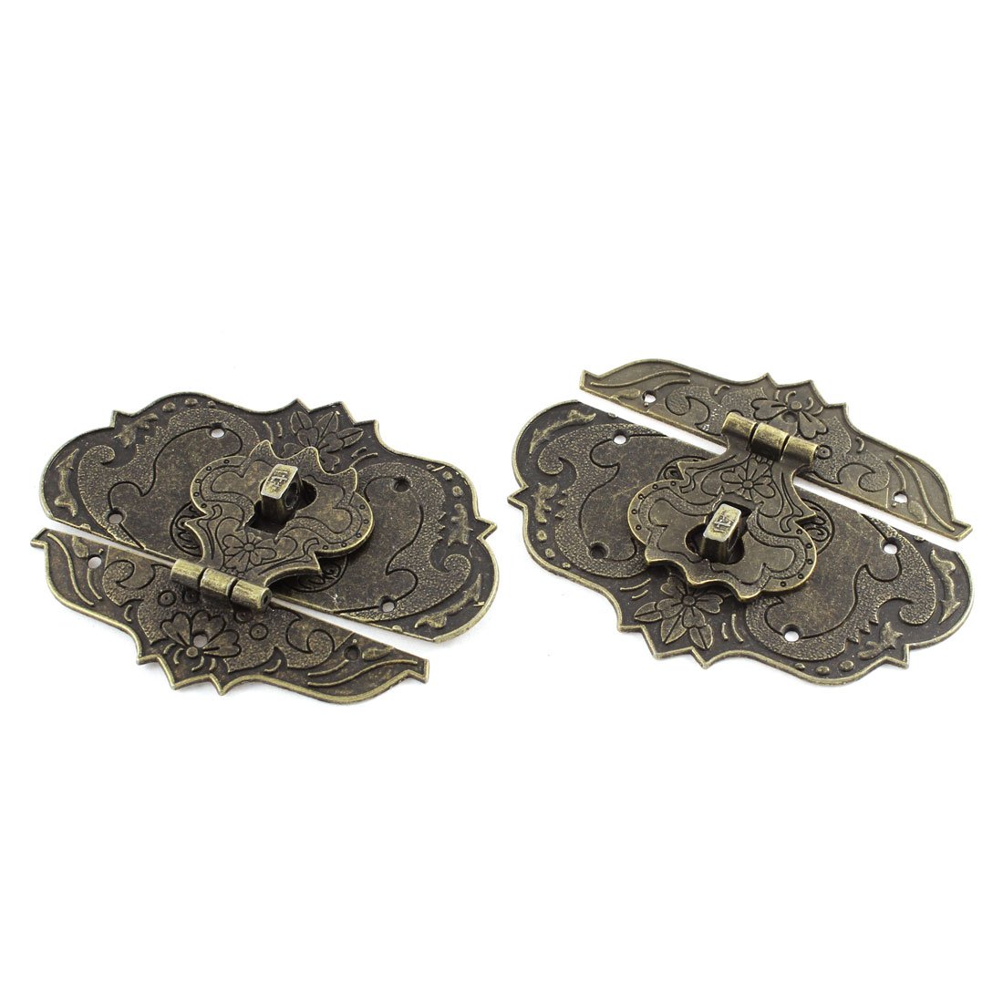 Antique Brass Jewelry Box Hasp Latch Lock 97mm x 73mm - 2 Pack for Jewelry Organizers, Treasure Chests & Keepsake Boxes