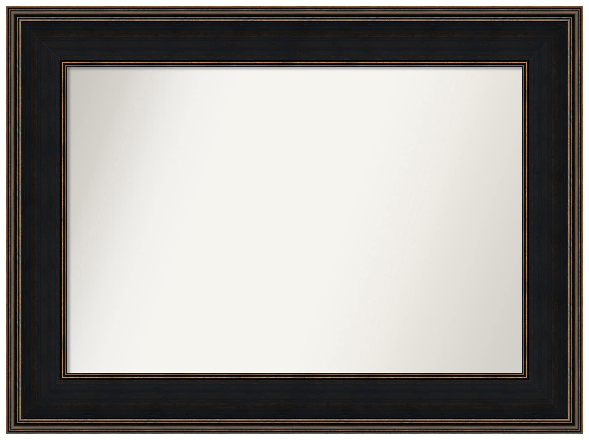 Amanti Art Non-Beveled Custom Wall Mirror - 28.5 x 38.5 Inches, Mezzanine Espresso Frame - Bathroom, Living Room, Bedroom Decor - Black & Brown Finish - Various Custom Sizes Available