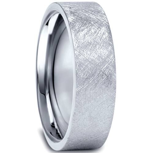 10K White Gold Men's 6mm Flat Brushed Wedding Band Ring - Classic Comfort Fit for Engagement, Anniversary & Everyday Wear