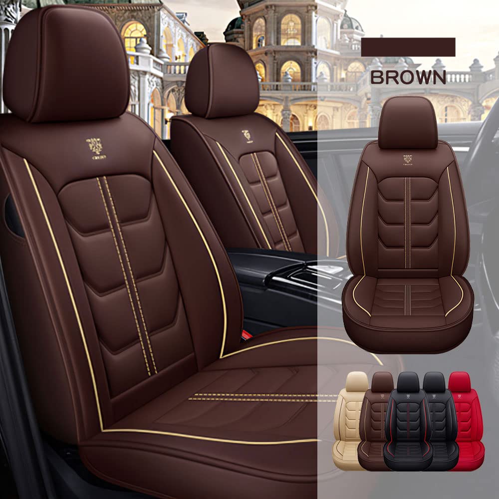 Premium PU Leather Waterproof Car Seat Covers for Mercedes-Benz A-Class 2021-2023 - Front Set (Brown) | Durable Vehicle Interior Accessories for Comfort & Style | Perfect for Daily Commuting, Road Trips & Car Protection