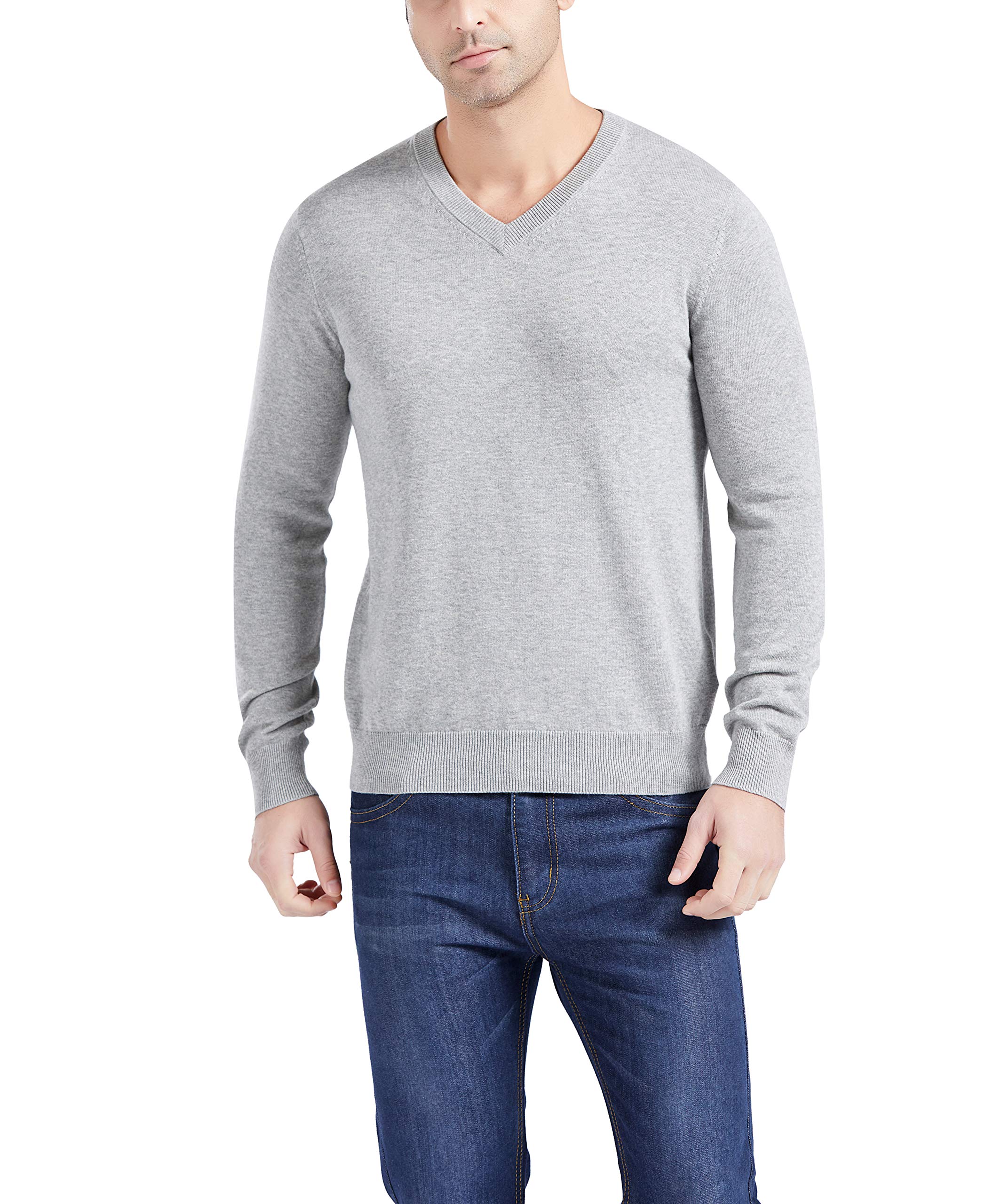 **100% Cotton V-Neck Sweater for Men - Soft & Comfortable Pullover - Black Casual Knitwear - Perfect for Office, Date & Everyday Wear**