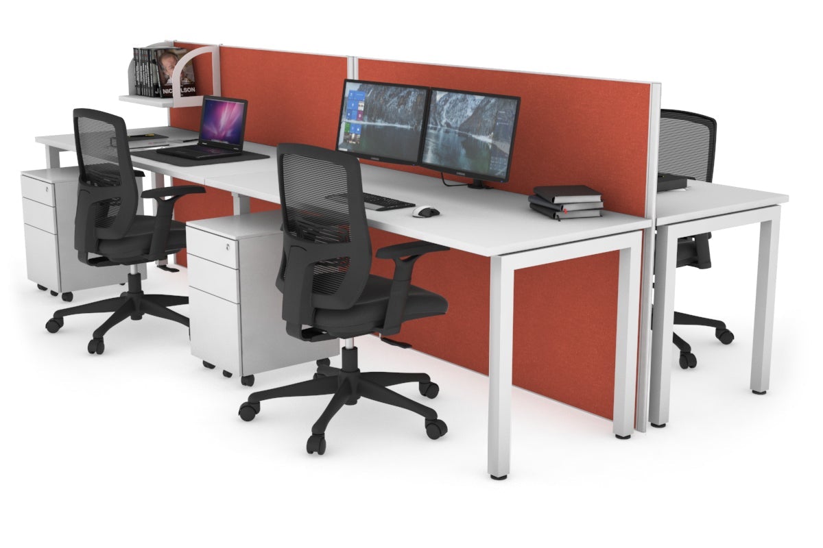 Horizon Quadro 4-Person Office Workstation Bench with Square Legs - 1800L x 700W Dimensions - Perfect for Conference Rooms, Coworking Spaces & Office Workstations
