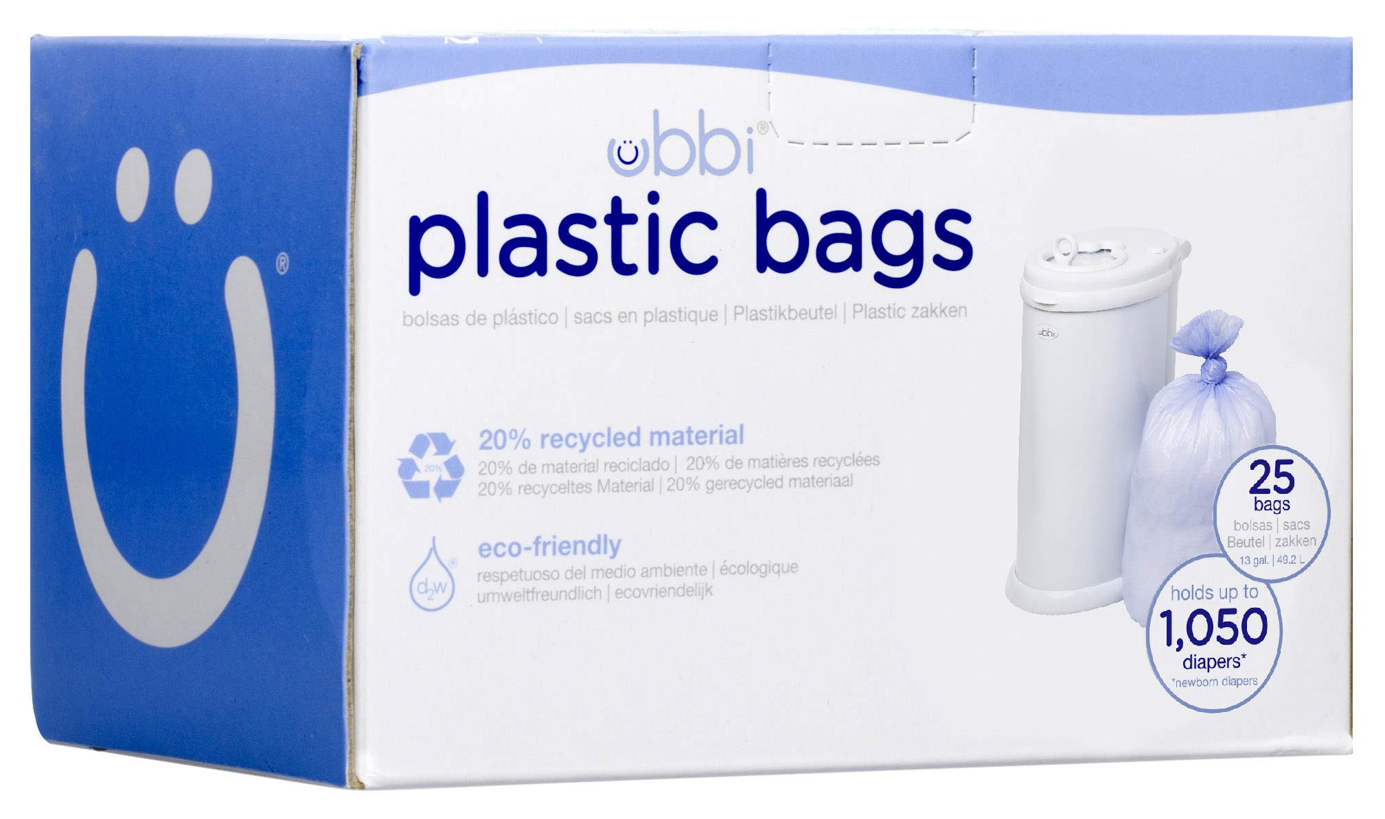 Ubbi Disposable Diaper Pail Plastic Bags - 25 Count, 13-Gallon Refill Bags for Diaper Genie & Ubbi Pails | Perfect for Nursery, Baby Room & Diaper Changing Stations