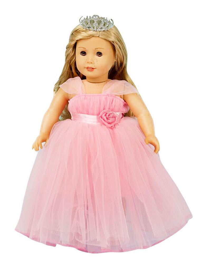 18 Inch Doll Clothes Set - Princess Costume & Wedding Party Dress for American Girl Dolls | Pink Fashion Outfit Accessories | Perfect for Birthday, Tea Party & Dress-Up Play