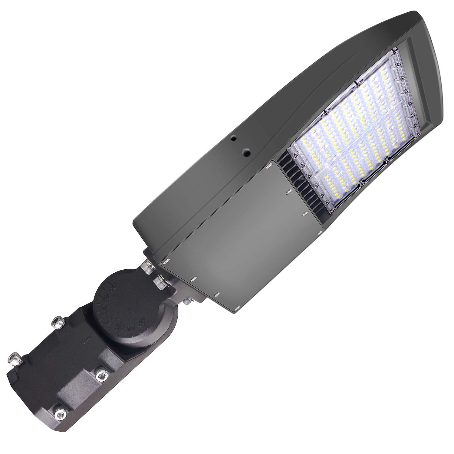 OSTEK 480V 150W LED Shoebox Light - 21000LM DLC & UL Certified Waterproof Outdoor Lighting - Commercial Parking Lot & Street Pole Lights (5000K Daylight White) - Perfect for Roadways, Gas Stations & Warehouse Areas