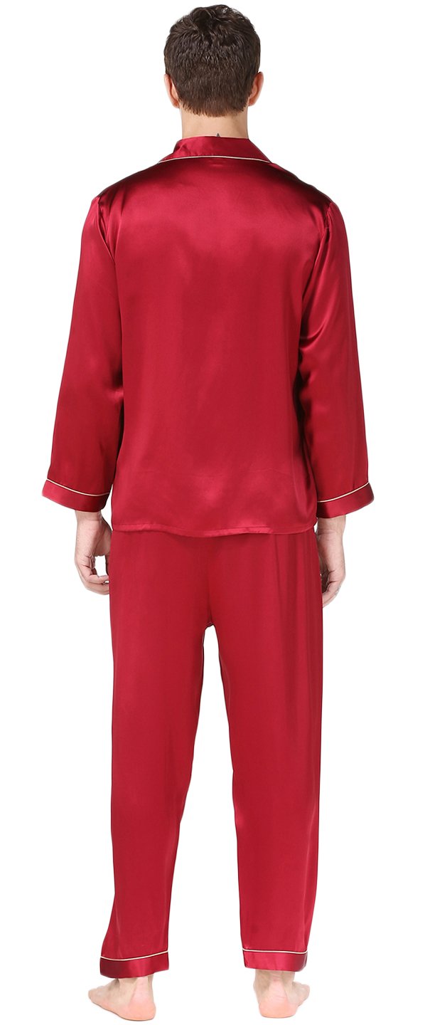 Premium Mulberry Silk Pajama Set for Men - 100% Pure Silk Sleepwear with Comfortable Nightshirt & Pants - Perfect for Relaxing at Home, Lounging & Luxury Sleepwear Gift