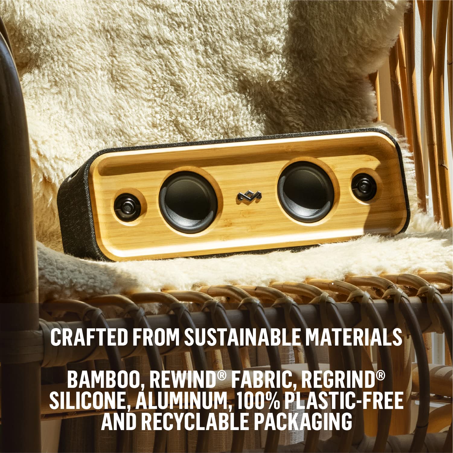 House of Marley Get Together 2 Portable Bluetooth Speaker - 20H Playtime, IP65 Waterproof, Eco-Friendly Materials - Perfect for Outdoor Adventures, Beach Parties & Home Entertainment