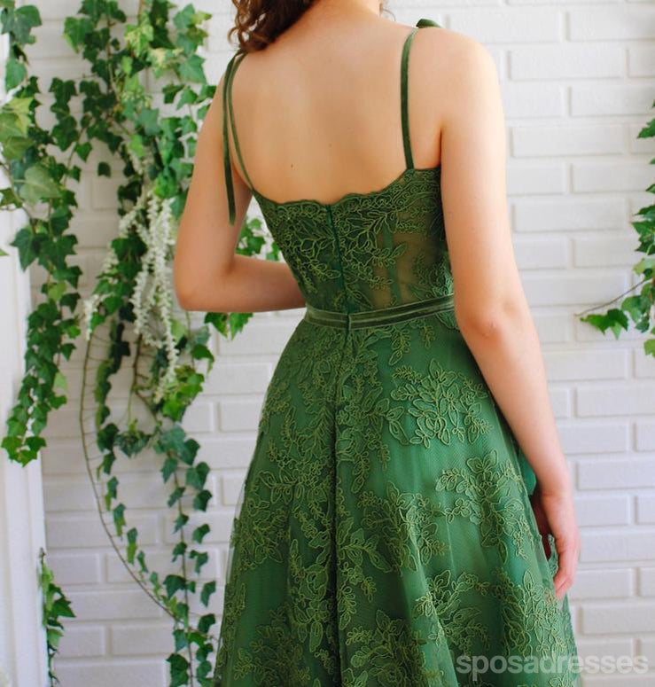 Elegant Dark Green A-Line Spaghetti Strap Long Prom Dress for Women - Perfect for Homecoming, Formal Dances & Special Occasions | Style 12701