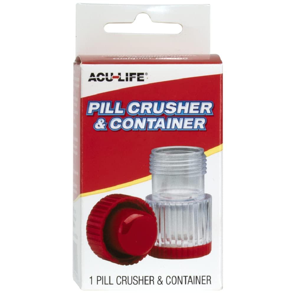 Premium Pill Crusher and Grinder - Safe & Easy Medication & Vitamin Organizer - BPA-Free Tablet Crusher with Storage Container (Transparent/Red) - Perfect for Elderly Care, Travel, and Daily Health Management