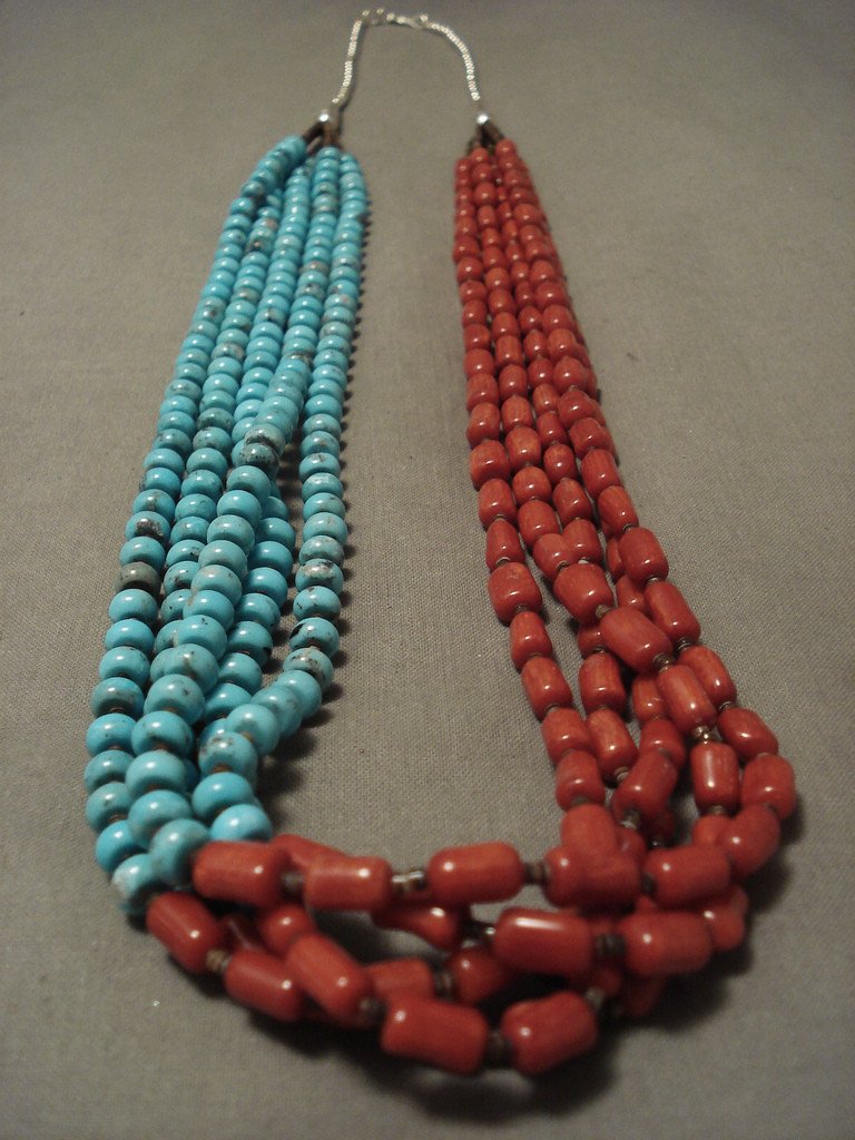 Exquisite Modern Turquoise & Coral Sterling Silver Native American Necklace - Handcrafted Jewelry for Women, Boho Chic Style, Perfect for Casual Wear & Special Occasions