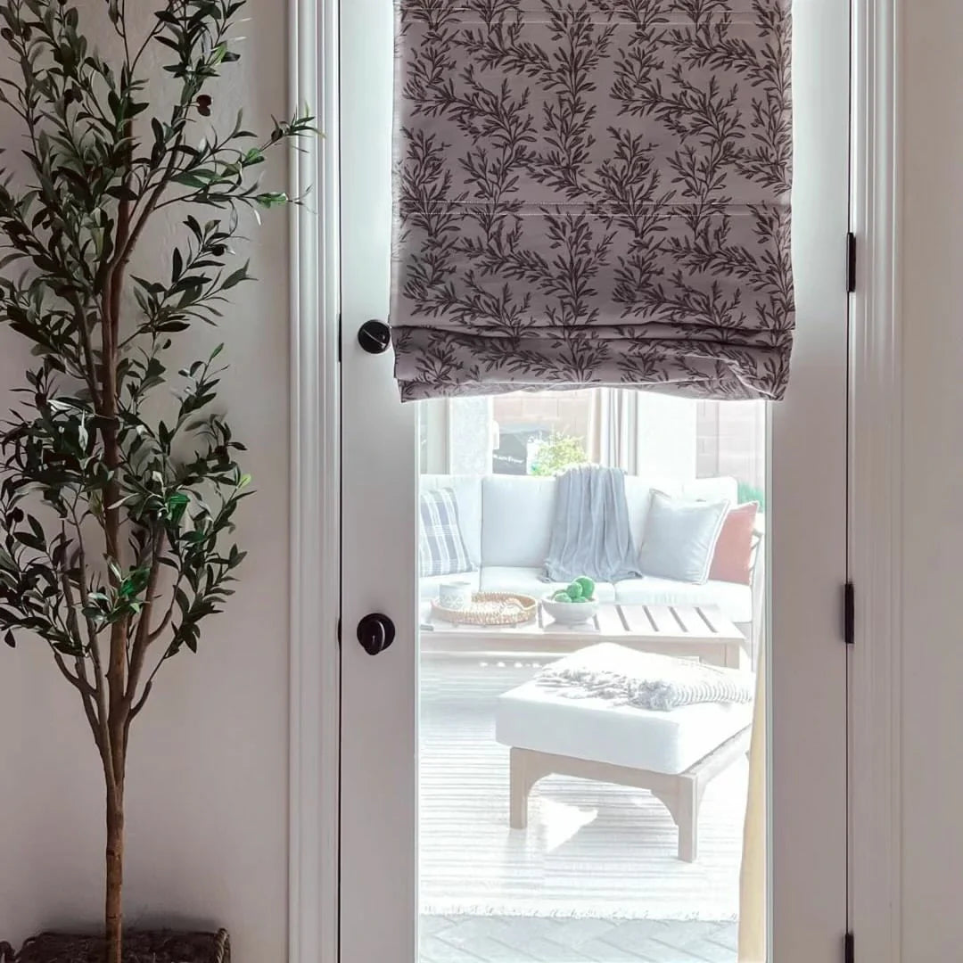 Elegant Sara Le Printed Roman Shade - Cordless Window Treatment for Plus Size Windows | Perfect for Living Room, Bedroom & Home Office Decor