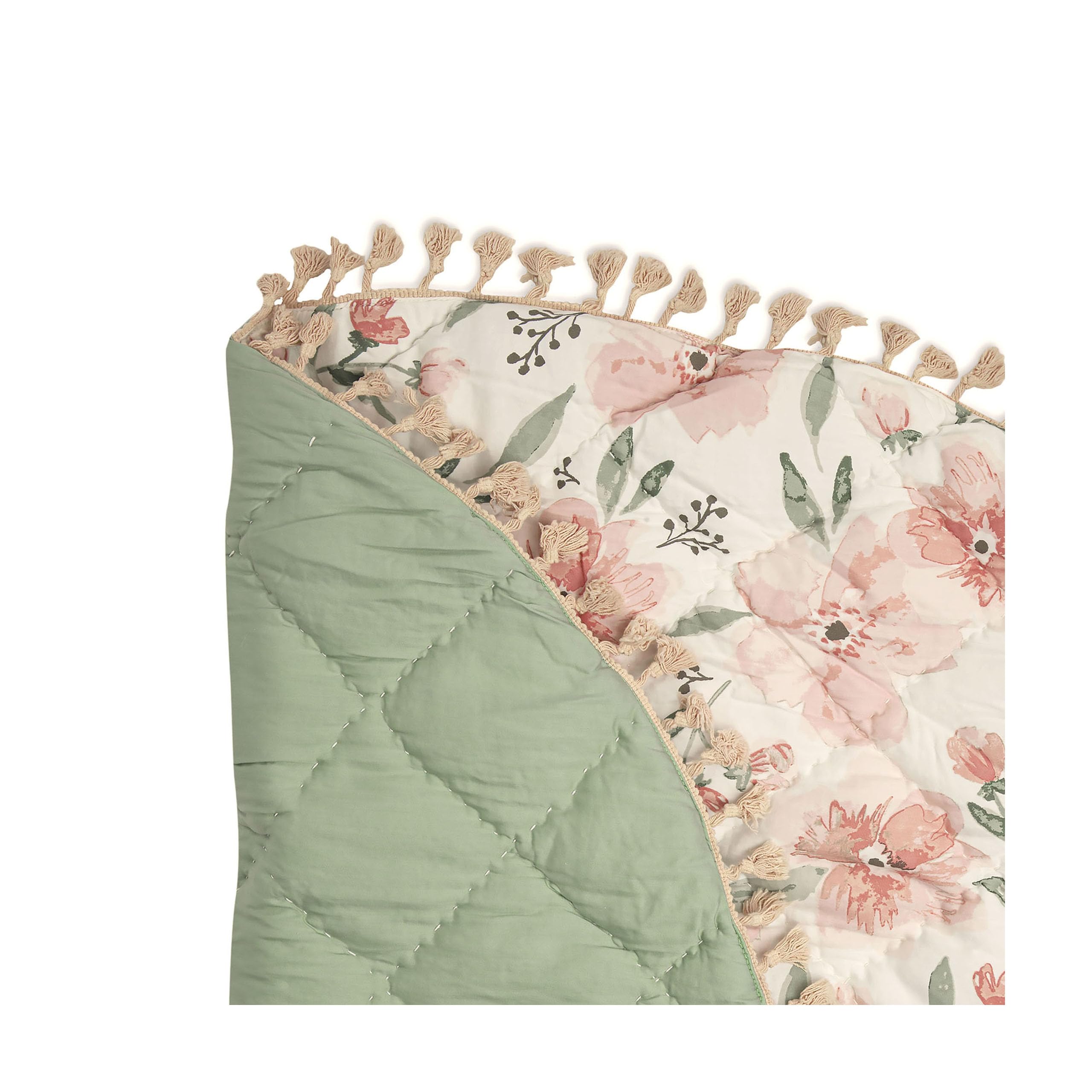 **Soft Pink Floral Baby Play Mat - 40