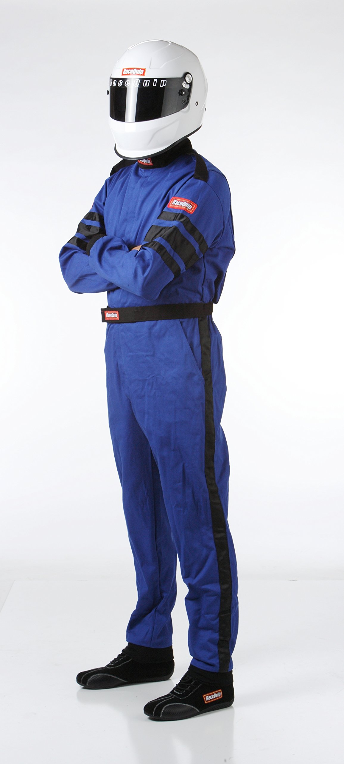 RaceQuip SFI 3.2A Certified One-Piece Racing Fire Suit - Blue, Medium-Tall (110024) - Professional Motorsport Safety Gear for Track Racing & High-Speed Driving