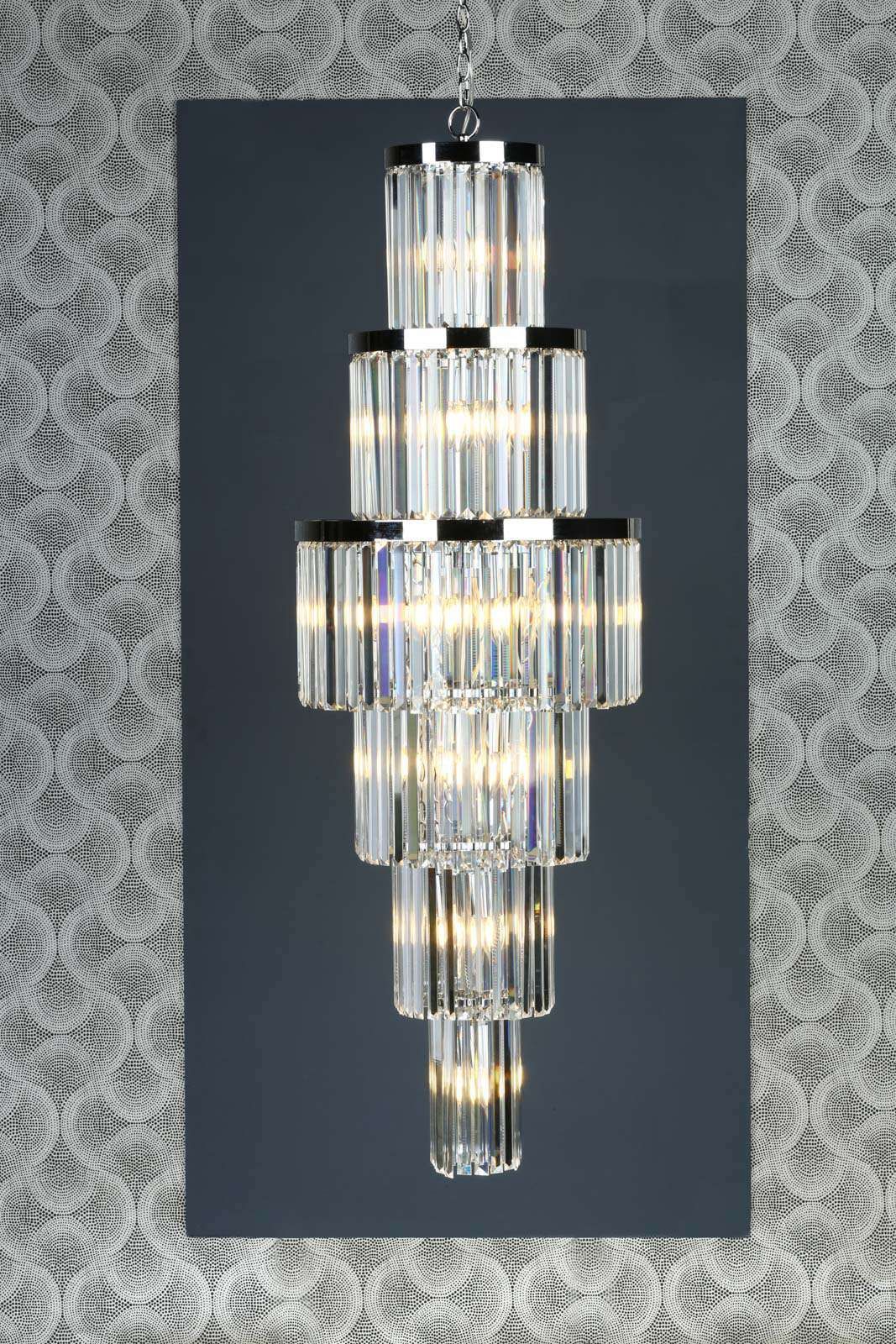 28Lt Crystal Chandelier Ceiling Light - Polished Chrome Finish, IP20 Rated for Living Room, Dining Room & Bedroom Elegant Lighting