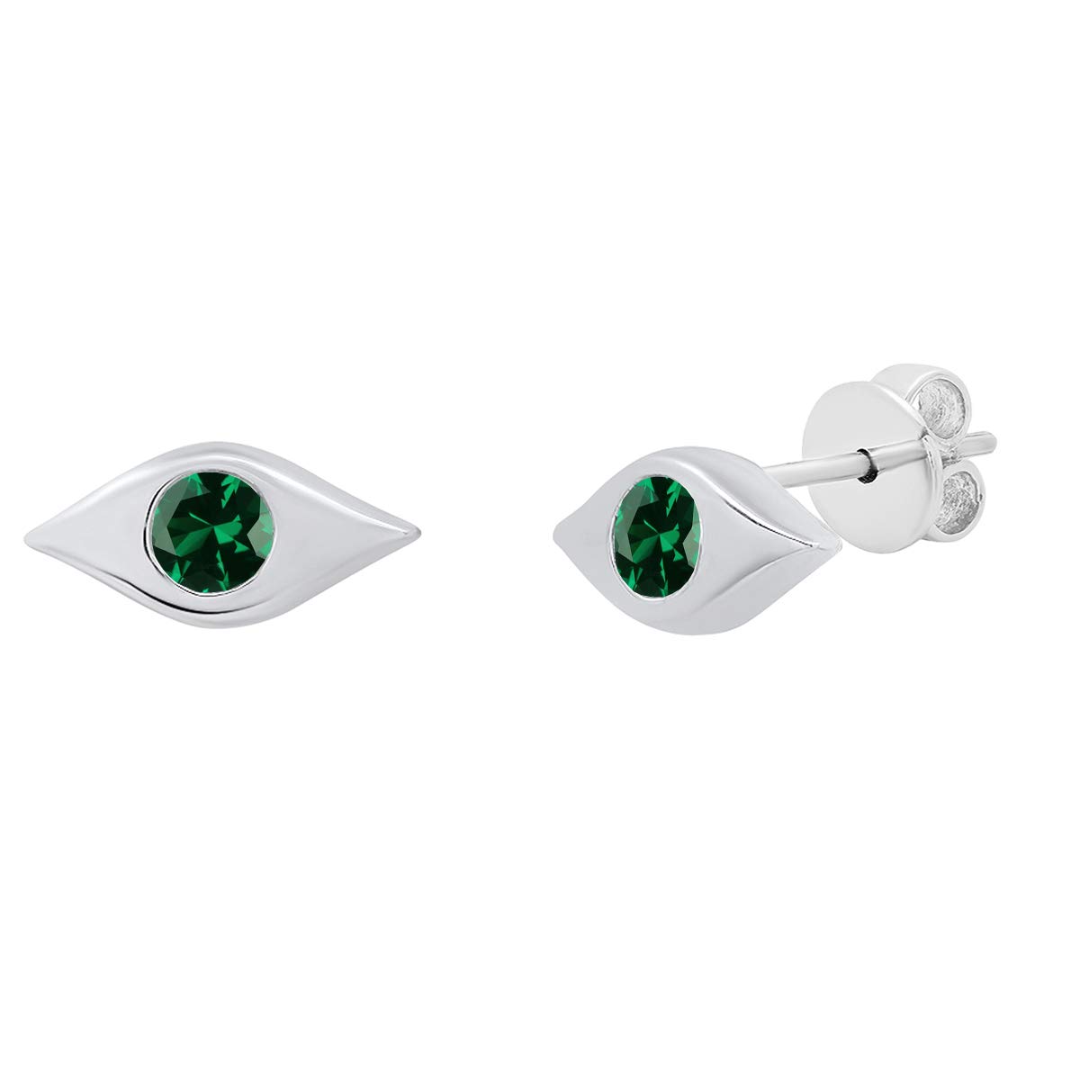 Dazzlingrock Round Lab-Created Gemstone Evil Eye Stud Earrings for Women - Sterling Silver Jewelry - Perfect for Protection, Gifts & Everyday Wear