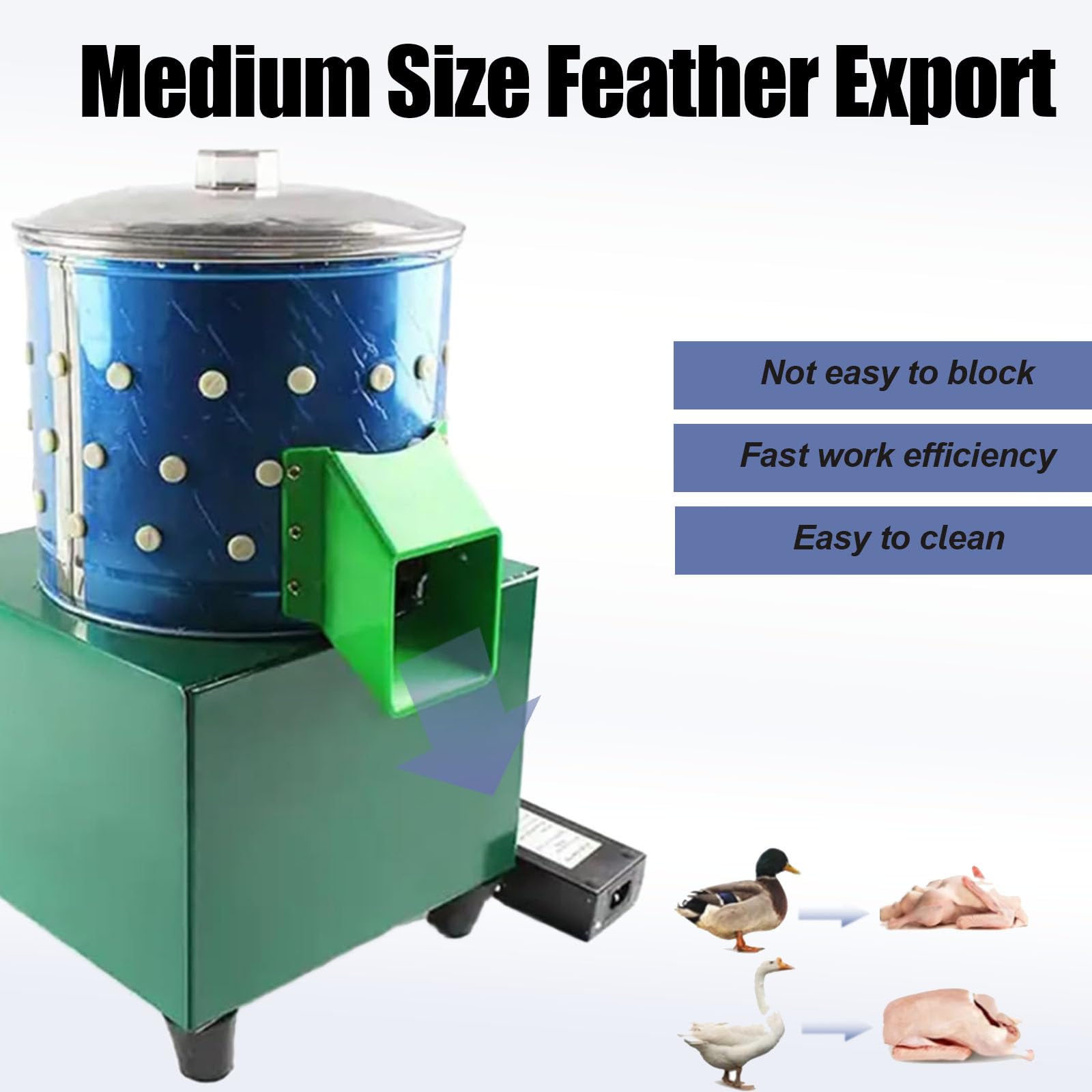 60W Electric Poultry Plucker Machine - Stainless Steel Chicken Feather Remover for Ducks, Chicks & Small Birds | Perfect for Home Butchering, Farm Use & Food Preparation