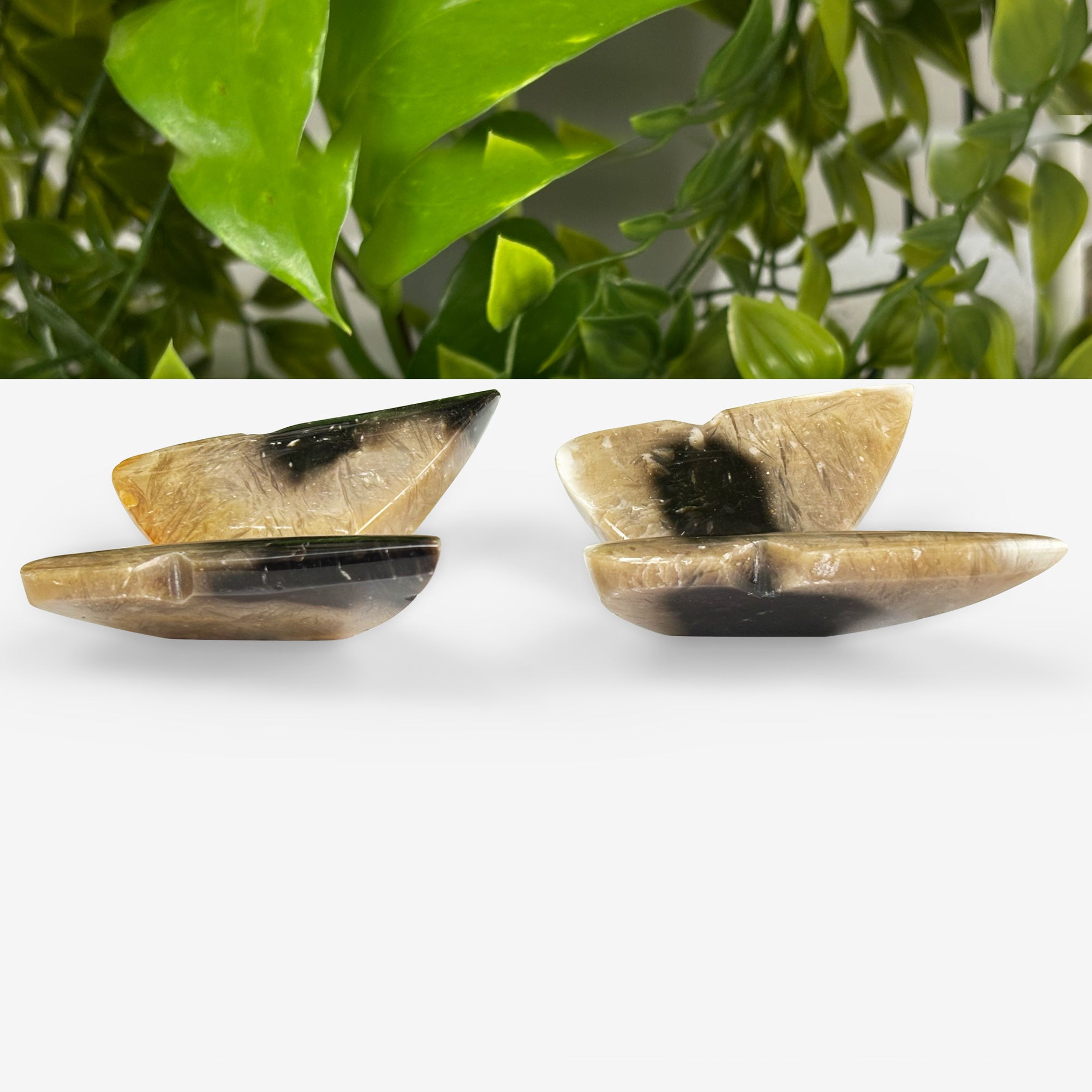 Hand Carved Petrified Wood Butterfly Wings Pair - Natural Crystal Gemstone Insect Figurine Home Decor | Perfect for Boho Style Living Room, Meditation Space & Nature-Inspired Gift Ideas