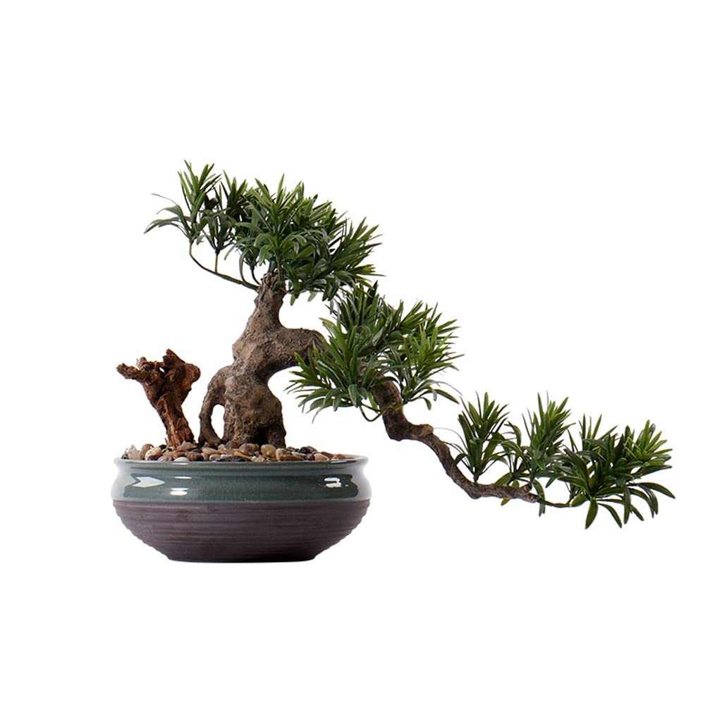 TOMYEUS 17 Inch Artificial Bonsai Tree - Realistic Faux Potted Plant for Home & Office Decor, Desk Ornament, Zen Garden Accent - Perfect for Living Room, Workspace, Meditation Area & Gift Giving