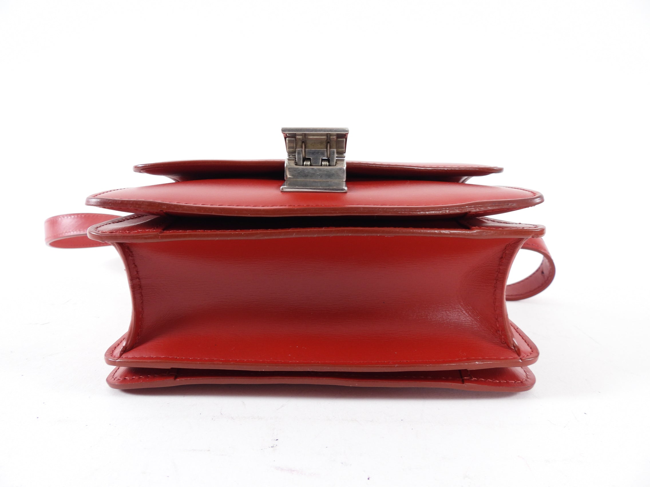 Celine Small Red Leather Box Bag - Stylish Crossbody Purse for Women, Perfect for Date Night & Evening Events