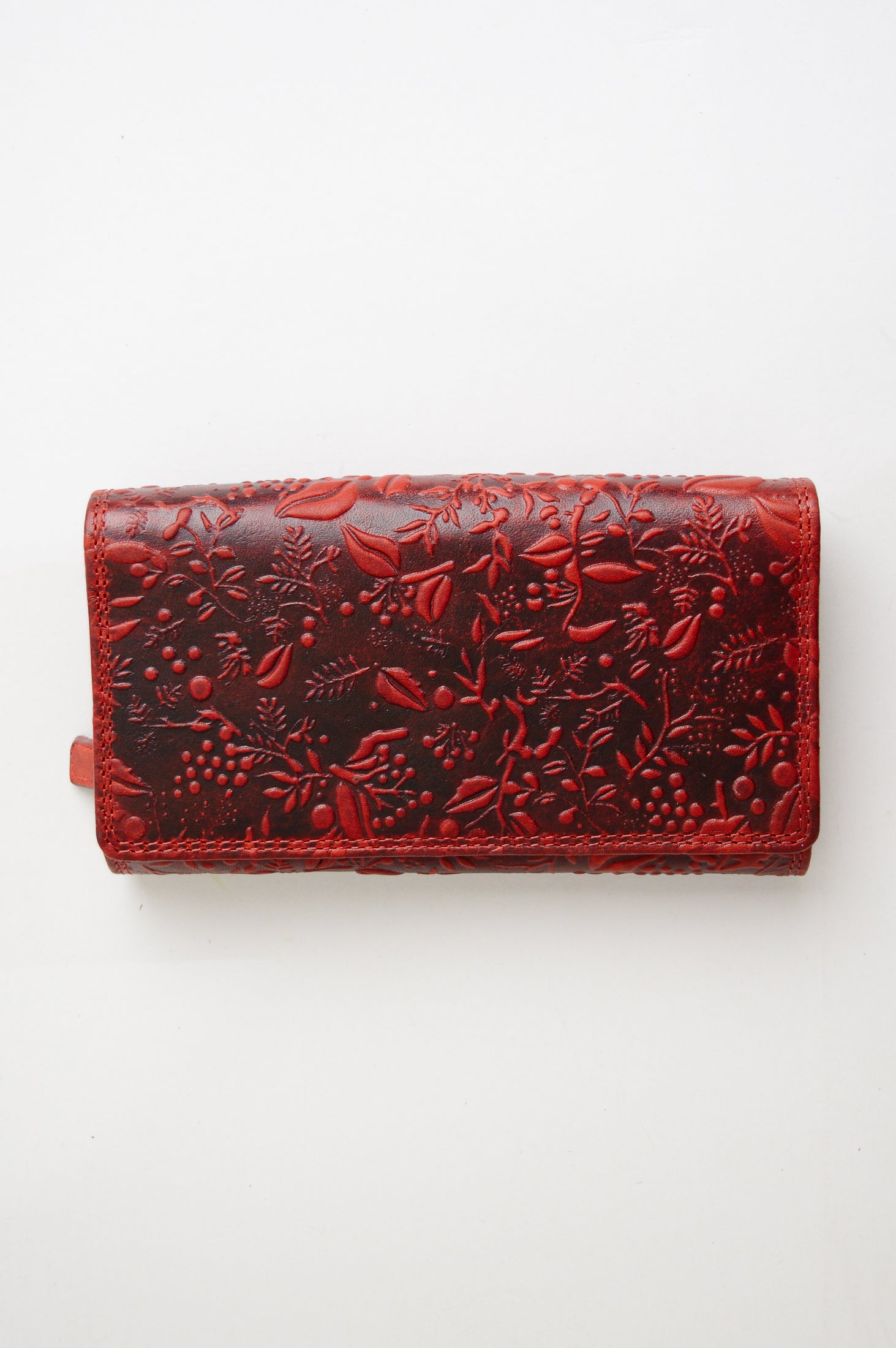 Adrian Klis Genuine Leather Flower Wallet for Women - Stylish Red RFID Blocking Bifold Wallet - Perfect for Travel, Shopping & Everyday Use
