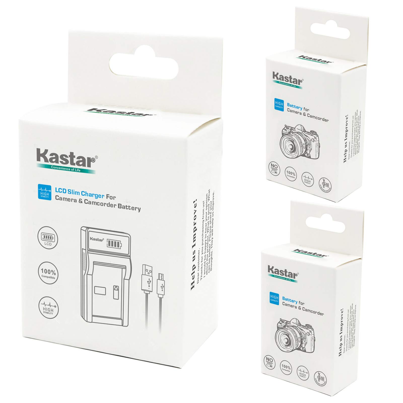 Kastar 2-Pack BLM-1 Battery & LCD Slim USB Charger for Olympus Digital Cameras - Compatible with C-5060, C-7070, C-8080, E-1, E-3, E-30, E-520, EVOLT E-300, E-330, E-500, E-510 - Perfect for Travel, Photography & Backup Power