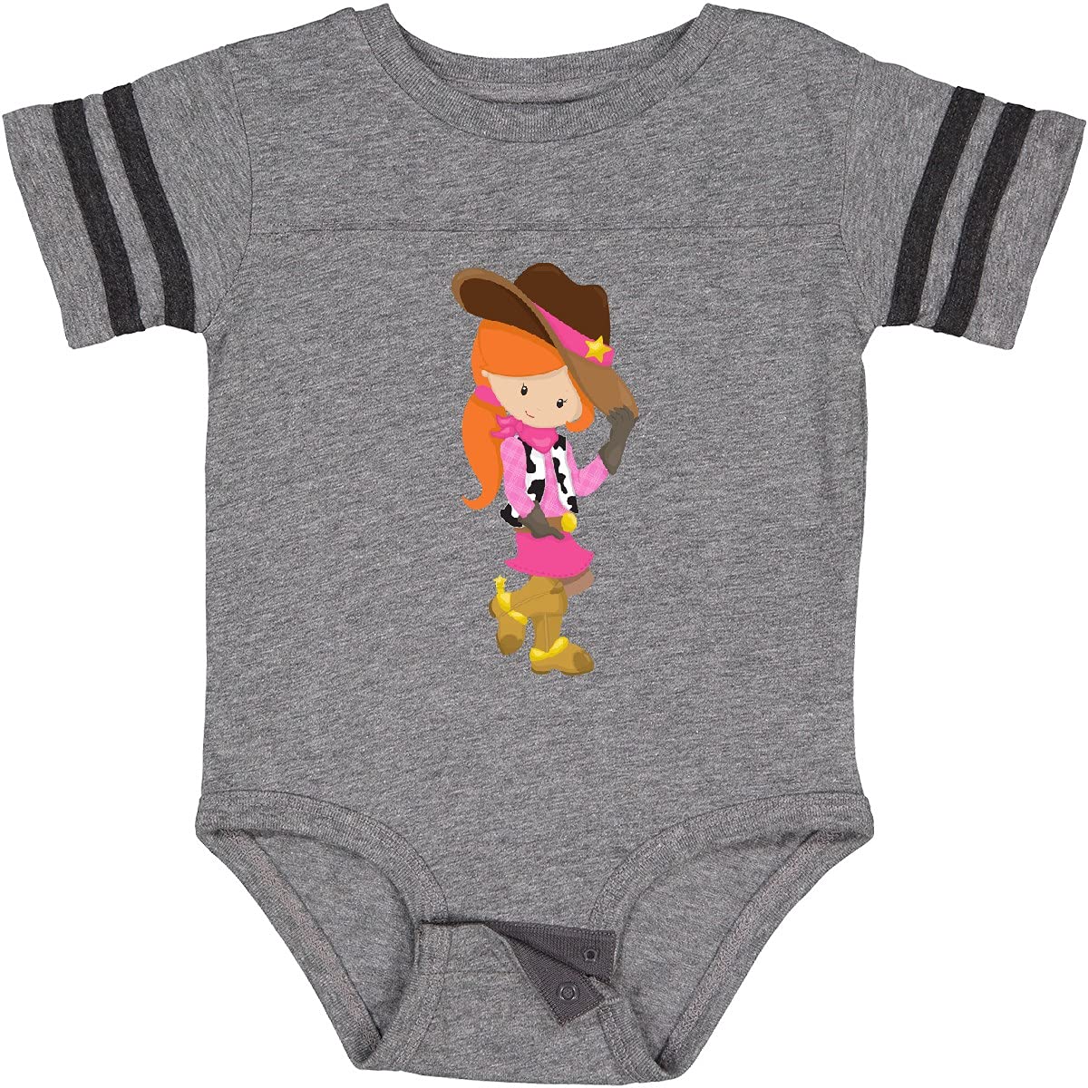 Inktastic Cowgirl Sheriff Western Country Orange Hair Baby Bodysuit - Cute Western Outfit for Infants & Toddlers - Perfect for Cowboy Theme Parties, Western Photo Shoots & Country Style Fashion