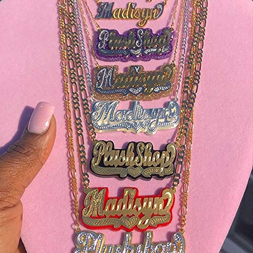 Custom Name Necklace - Personalized Double Nameplate Acrylic Pendant with Any Name - Elegant & Dazzling Jewelry Gift for Women - Perfect for Anniversaries, Birthdays & Special Occasions