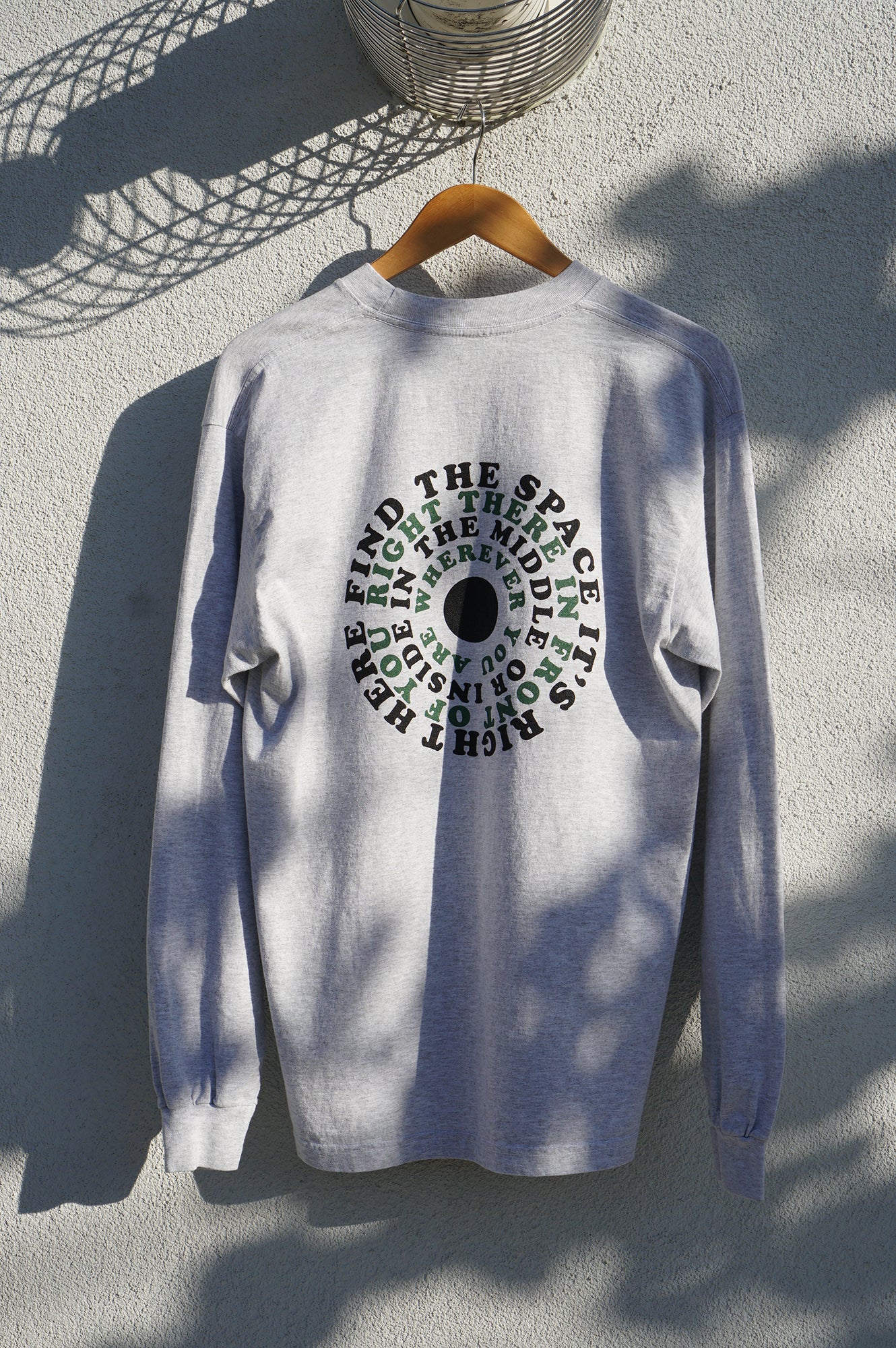 MIDFLD Right Here Long Sleeve Crewneck T-Shirt for Men & Women - Soft Cotton Casual Tee - Ash Grey - Perfect for Everyday Wear, Outings & Layering