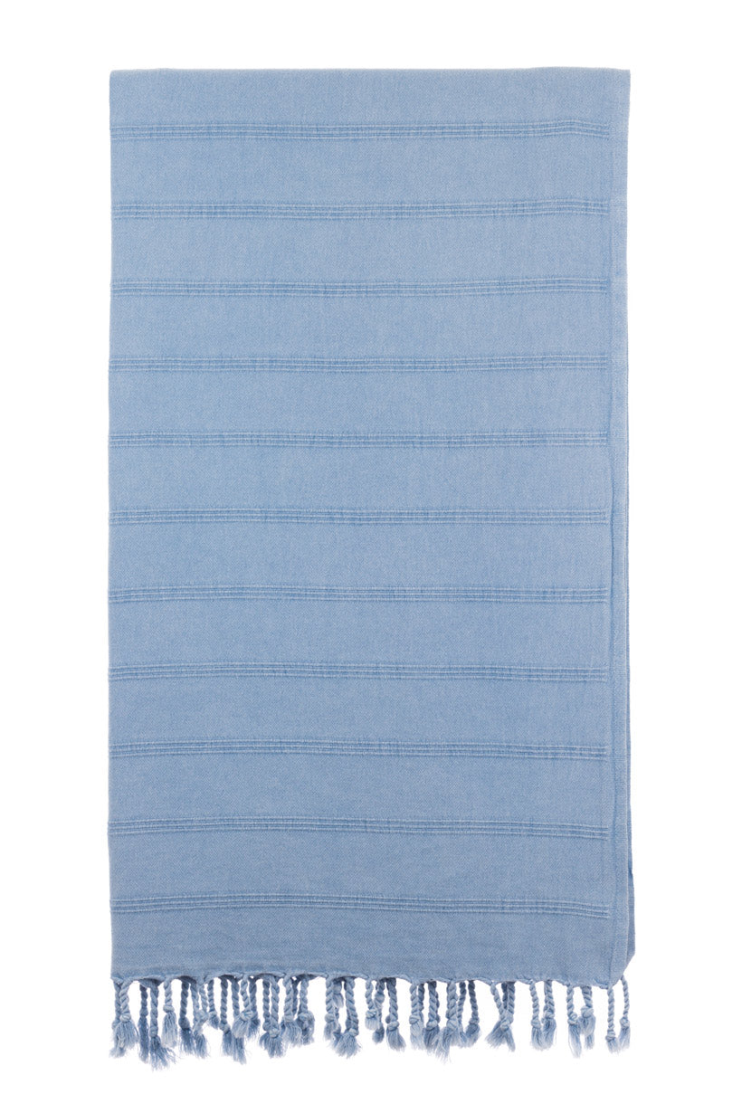 Premium Stonewash Denim Turkish Towel - Ultra Soft & Absorbent Bath, Beach & Yoga Towel - Quick Dry Lightweight for Travel, Pool & Gym