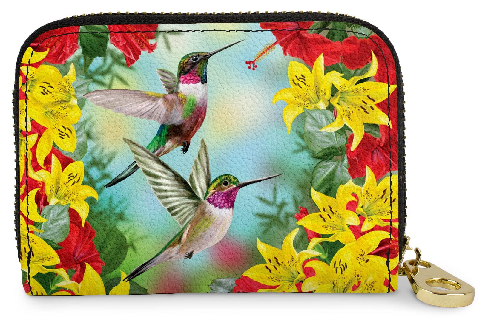 Monarque RFID Blocking Secure Armored Zipper Wallet - Hummingbird Red | Anti-Theft Travel Wallet for Men & Women | Perfect for Airports, Commuting & Daily Use