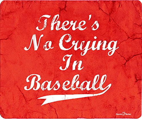 Atomic Market Red Thick Baseball-Themed Mouse Pad - Non-Slip Gaming & Office Desk Mat for Computer Workstations (Inspired by 'There's No Crying in Baseball' Quote)