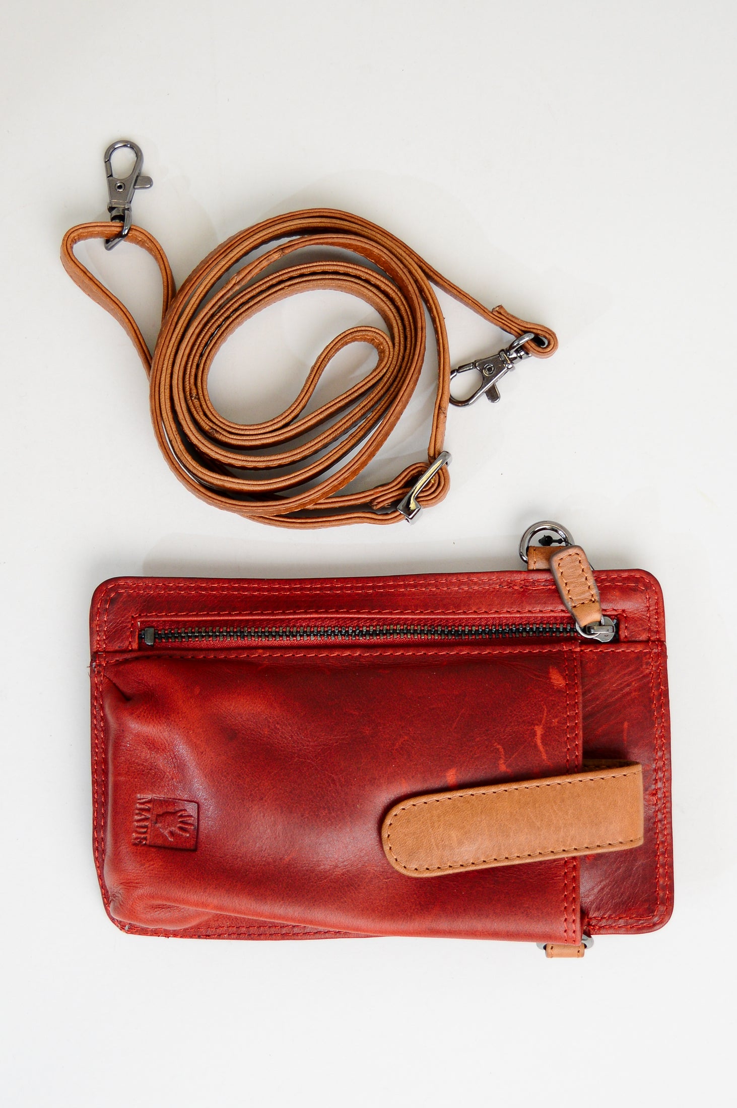 Adrian Klis 1696 Small Leather Phone Purse for Women - Red Crossbody Bag - Perfect for Parties, Travel, and Everyday Use