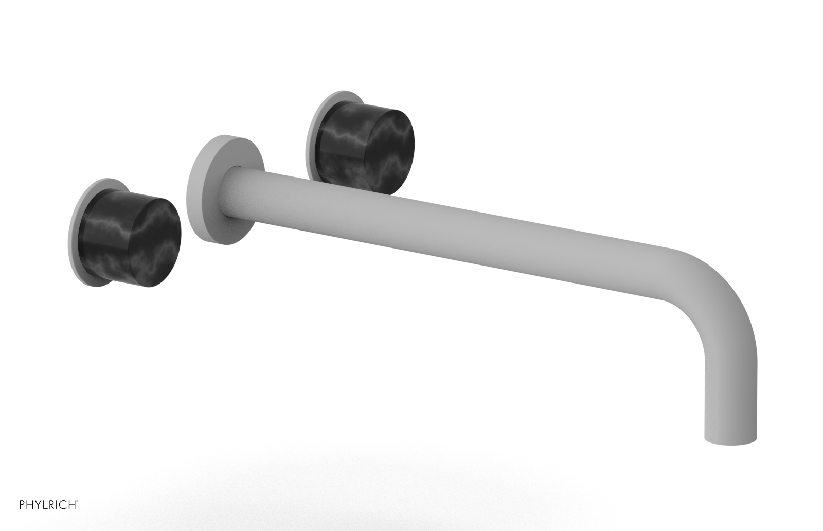 Premium II 12 Wall Mount Lavatory Set with Black Marble Handles - 230 13 12 - Modern Bathroom Sink Faucet for Home & Hotel Decor