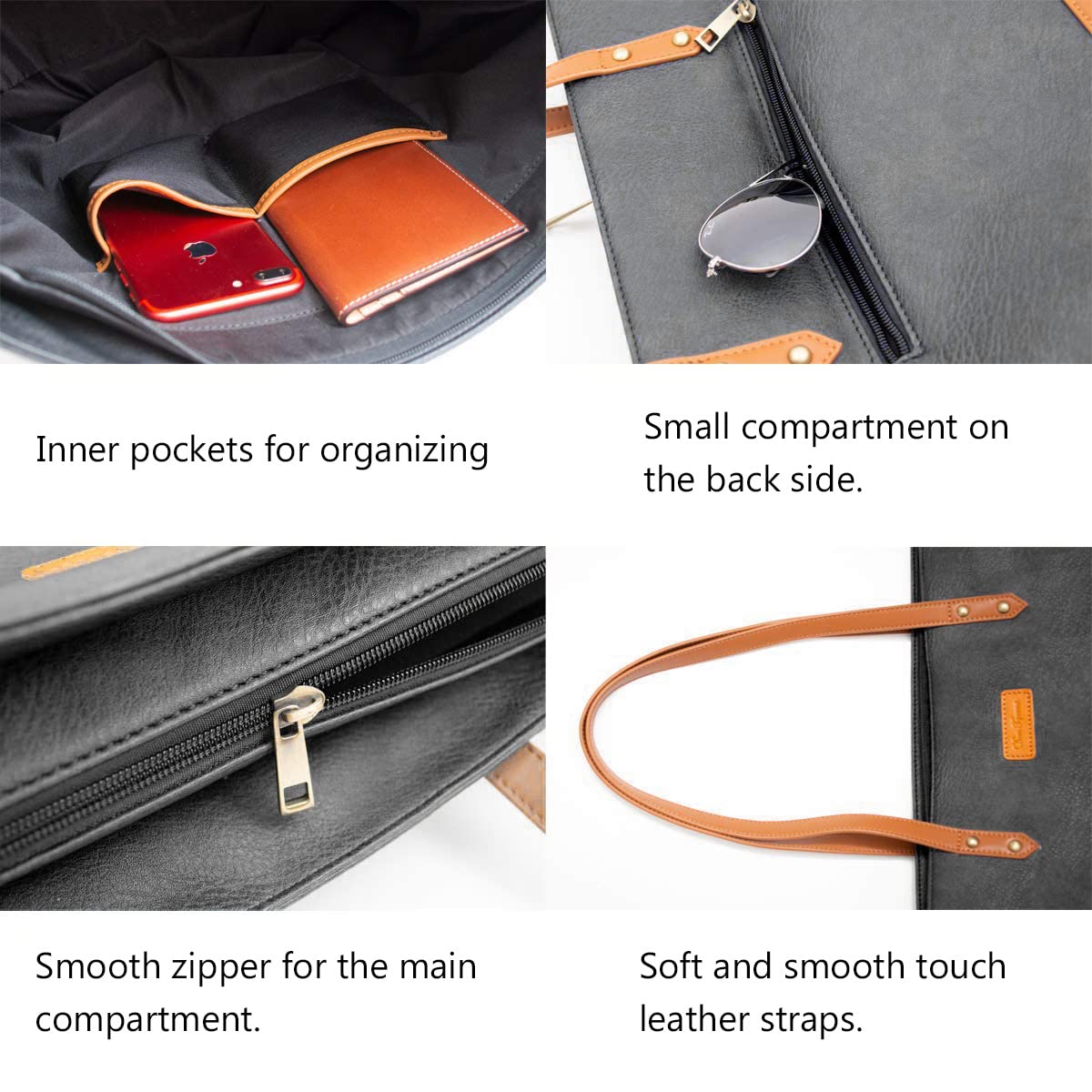 Premium Genuine Leather Tote Bag for Women - Japanese Design - Stylish & Durable Work Bag, Travel Bag & Everyday Purse for Business & Casual Use