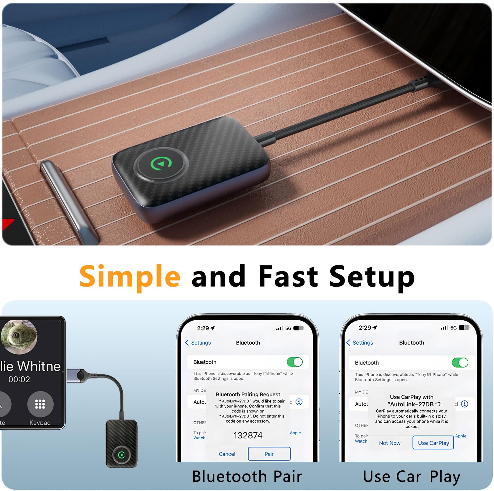 2024 Upgraded Wireless CarPlay Adapter - Convert Factory Wired to Wireless CarPlay for iPhone | Plug & Play | Multi-User Seamless Connection | Perfect for Commuting, Road Trips & Hands-Free Driving