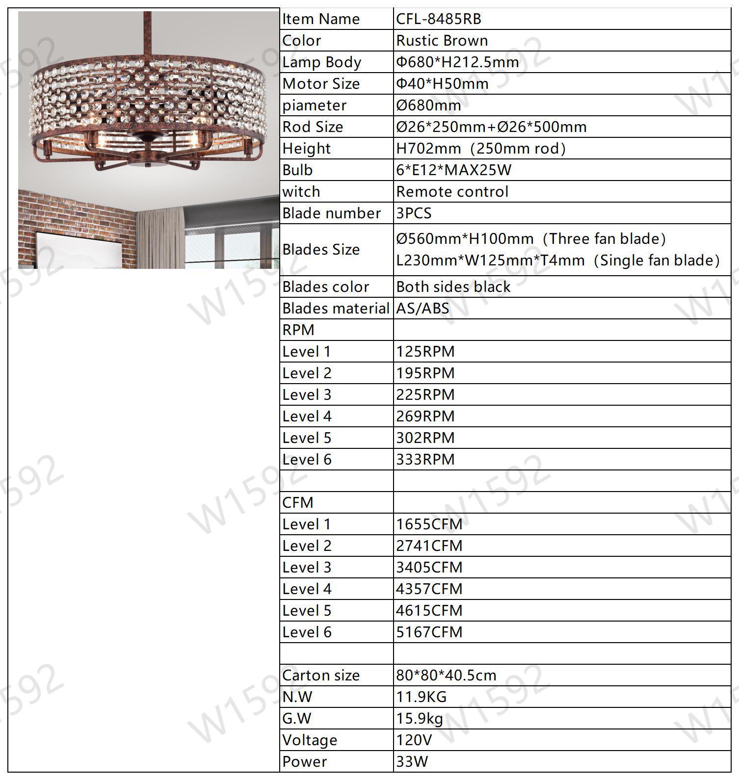 26.8 Inch Crystal Chandelier Ceiling Fan with Remote Control - 3 ABS Blades & 4 Light Fixtures (Bulbs Not Included) - Perfect for Living Room, Bedroom, and Dining Room Lighting