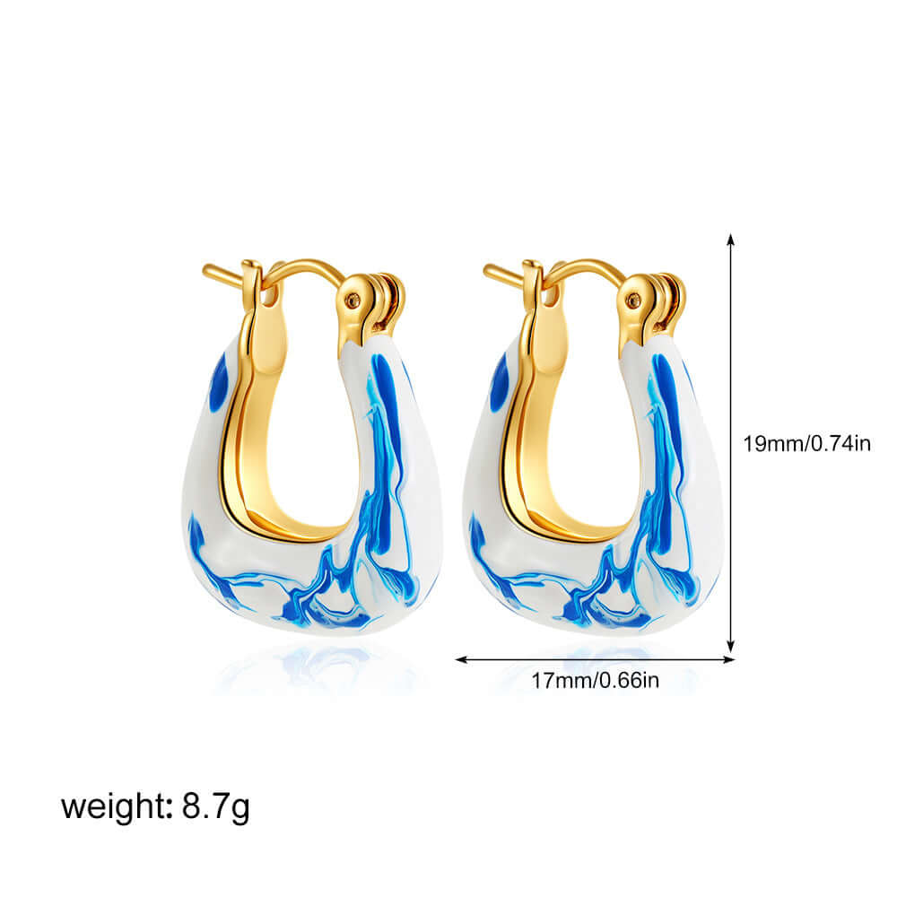 Elegant Porcelain Marble Hoop Earrings for Women - Trendy T225 Design | Perfect for Parties, Weddings & Everyday Wear