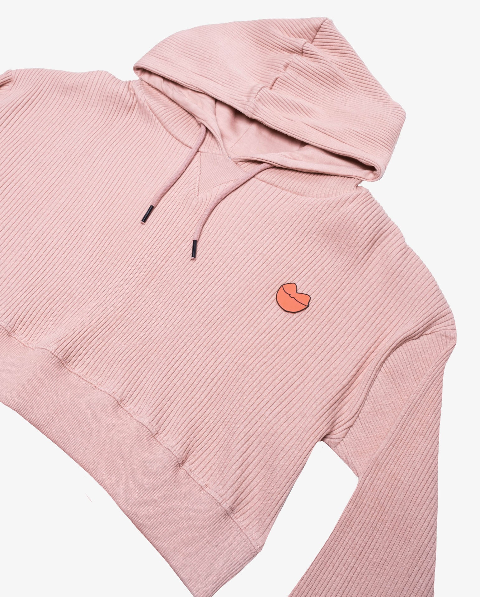 TGC Rib Cotton Crop Hooded Sweatshirt for Women - Soft Baby Pink Pullover Hoodie | Casual Streetwear, Loungewear & Spring Fashion Outfits