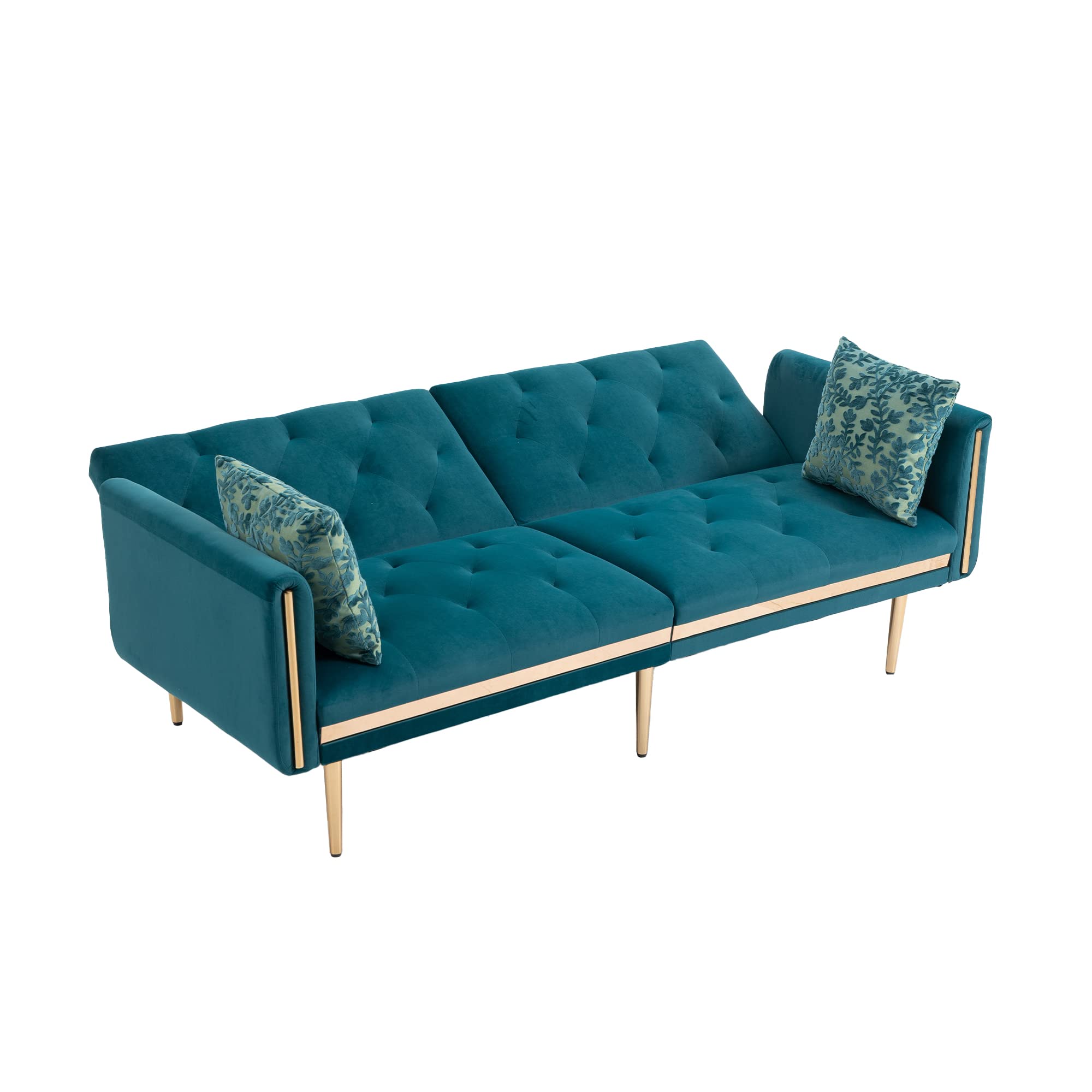 Luxury Velvet Accent Sofa - 3-Seater Modern Couch with Sturdy Metal Legs, Teal Blue Velvet Upholstery for Living Room, Lounge & Home Decor