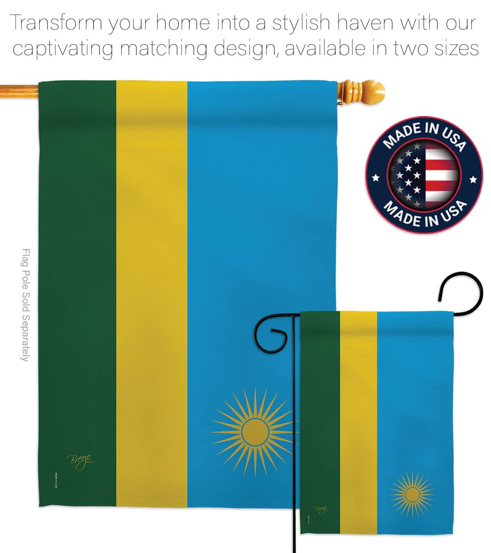Rwanda Garden Flag Set with Stand - Double-Sided Yard Decor for Home & Gifts