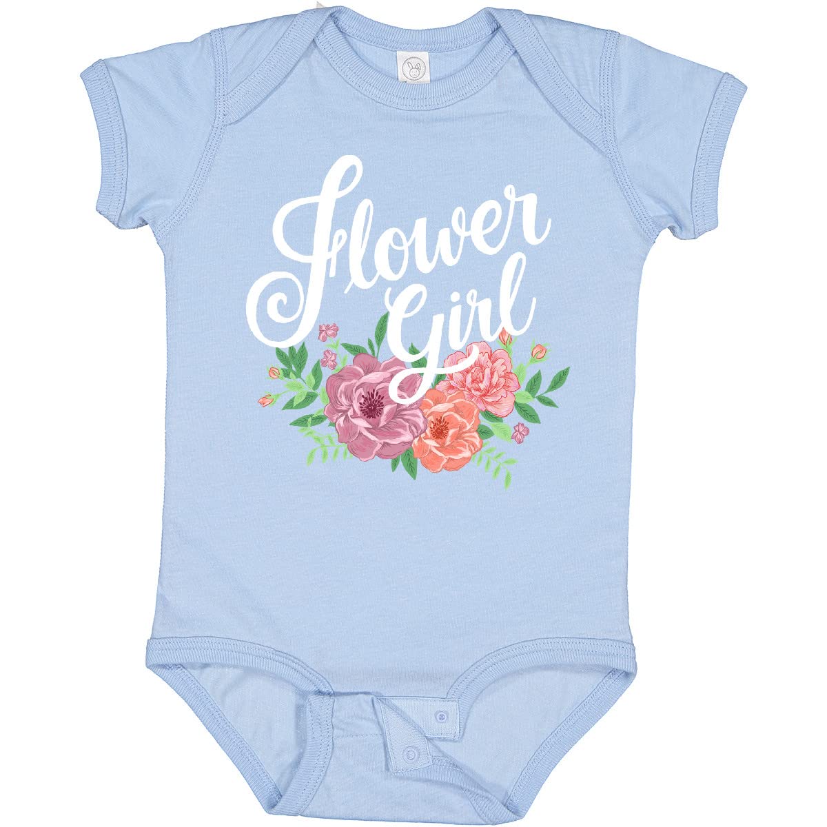 Inktastic Flower Girl Hand Lettering with Flowers Illustration Baby Bodysuit - Cute Organic Cotton Onesie for Newborns, Infants & Toddlers - Perfect for Baby Showers, Birthdays & Photo Shoots