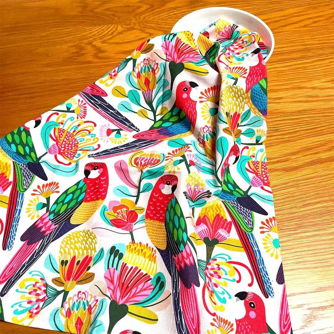 Rosella Paradise Tea Towel - 100% Cotton Kitchen Towel for Drying Dishes, Hand Towel for Bathroom - Perfect for Home, Kitchen, and Gift Giving