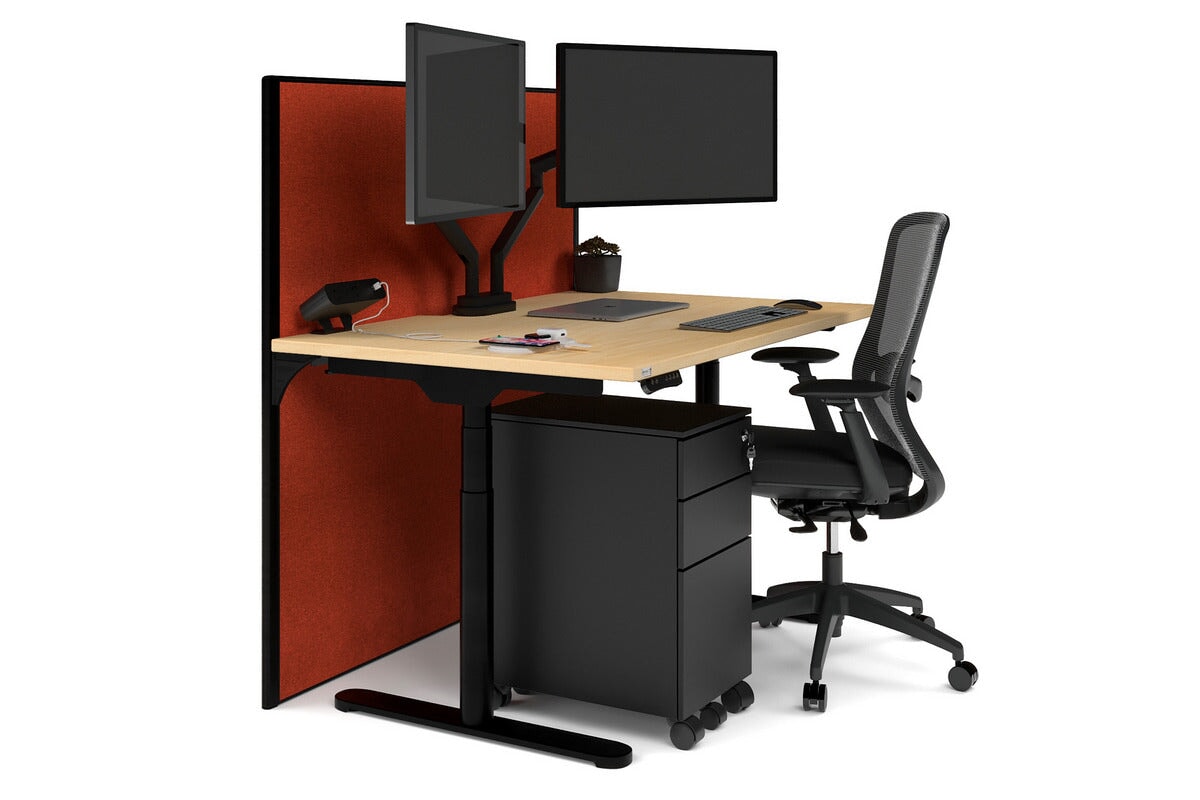 Flexi Premium Height Adjustable Single Workstation Desk - 1200L x 800W with Cable Management Scallop | Ergonomic Standing Desk for Home Office & Workspace