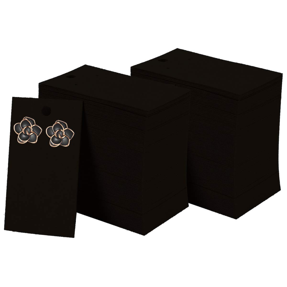 BEADNOVA 220 Pcs Black Earring Display Cards - 2 x 3.5 Inches Jewelry Organizer for Stud Earrings - Perfect for Retail Stores, Jewelry Shops & DIY Earring Packaging